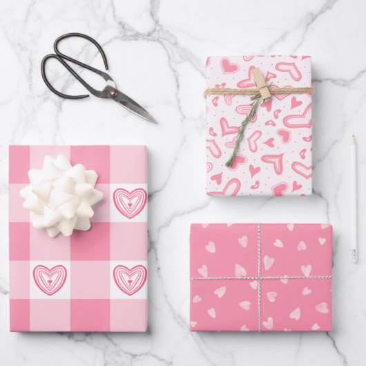 Valentine Hearts Collection Geschenkpapier Set (Vorderseite)
