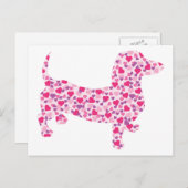Valentine Hearts Dachshund Feiertagspostkarte (Vorne/Hinten)