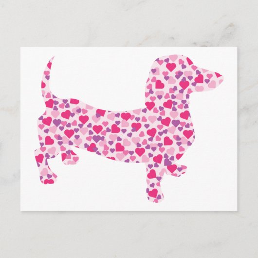 Valentine Hearts Dachshund Feiertagspostkarte (Vorderseite)