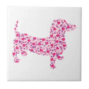 Valentine Hearts Dachshund Fliese