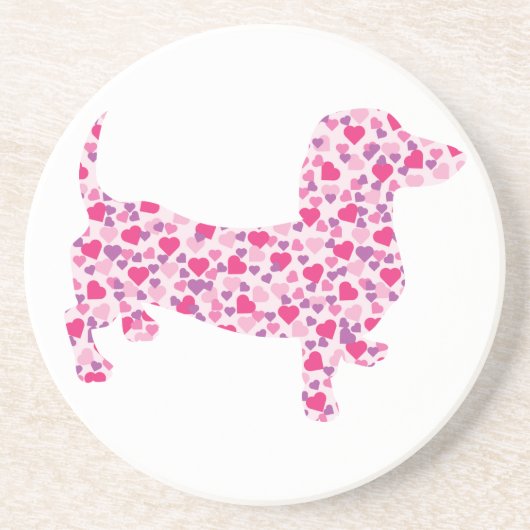 Valentine Hearts Dachshund Getränkeuntersetzer (Vorne)