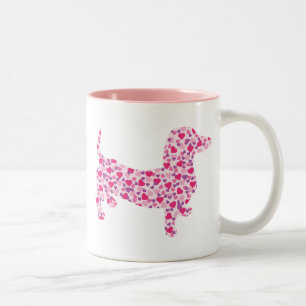 Valentine Hearts Dachshund Zweifarbige Tasse