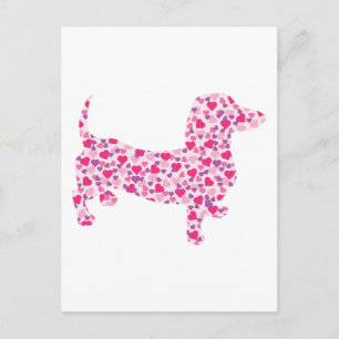 Valentine Hearts Dackel Feiertagspostkarte