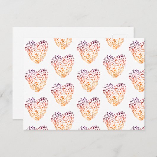 Valentine Hearts DrawingPostcard Feiertagspostkarte (Vorne/Hinten)