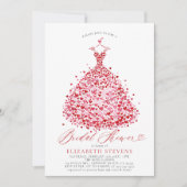 Valentine Hearts Dress Elegantes Rotes Brautparty Einladung (Vorderseite)