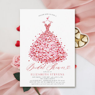 Valentine Hearts Dress Elegantes Rotes Brautparty Einladung