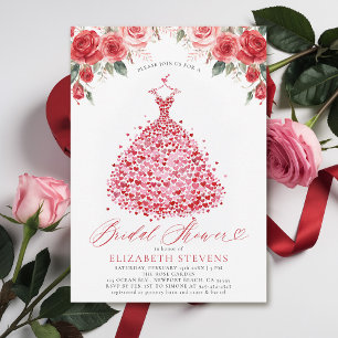 Valentine Hearts Dress Rote Rosen Brautparty Einladung