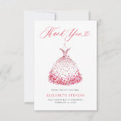 Valentine Hearts Dress Whimsical Art Bridal Shower Dankeskarte (Vorderseite)