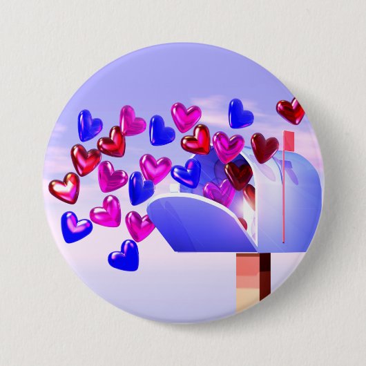 Valentine Hearts Fliegen aus der Mailbox Button (Vorderseite)