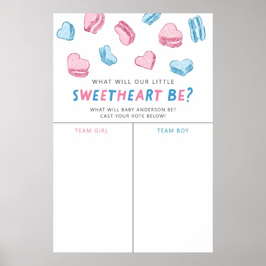 Valentine Hearts Gender Reveal Stimmzeichen Poster (Vorne)