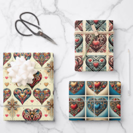 Valentine Hearts Geschenkpapier Set