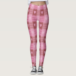 Valentine Hearts Kariert Leggings