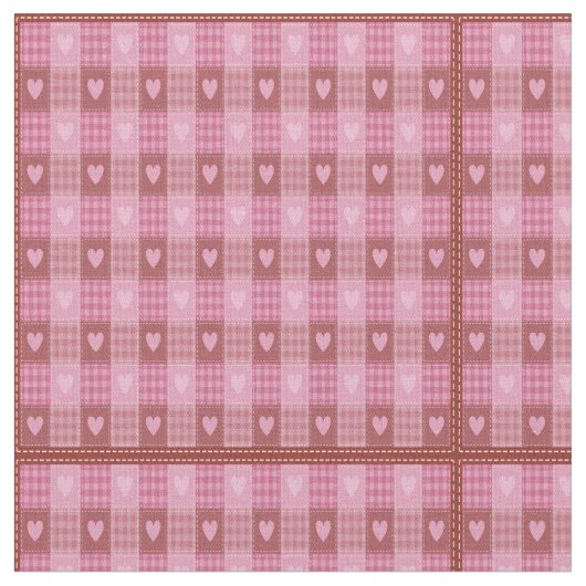 Valentine Hearts Kariert Stoff (Nahaufnahme)