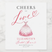 Valentine Hearts Kleid Whimsical Brautparty Weinetikett (Einzelnes Label)