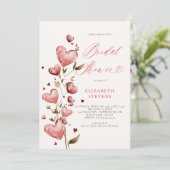 Valentine Hearts Liebe Garten Rosa Brautparty Einladung (Stehend Vorderseite)