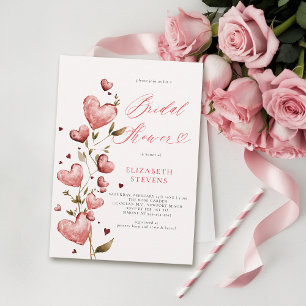 Valentine Hearts Liebe Garten Rosa Brautparty Einladung
