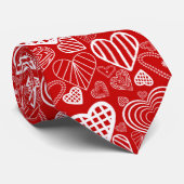 Valentine Hearts Liebe Red White Krawatte (Gerollt)