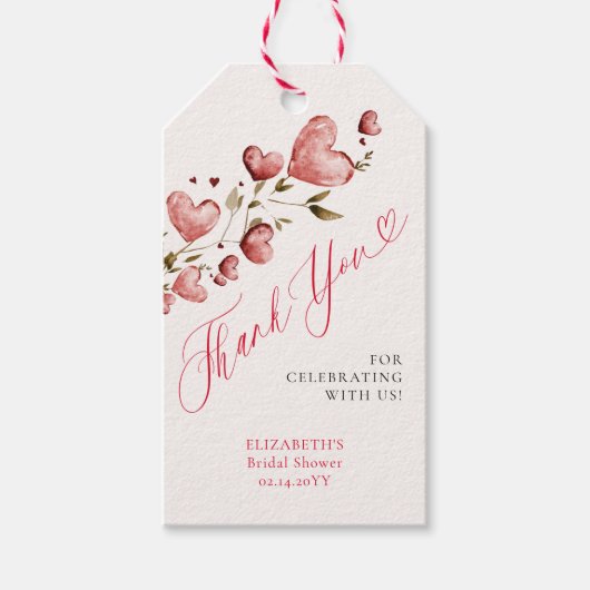 Valentine Hearts Liebesgarten Rosa Brautparty Geschenkanhänger (Vorderseite)