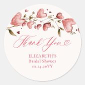 Valentine Hearts Love Garden Vines Bridal Shower Runder Aufkleber (Vorderseite)
