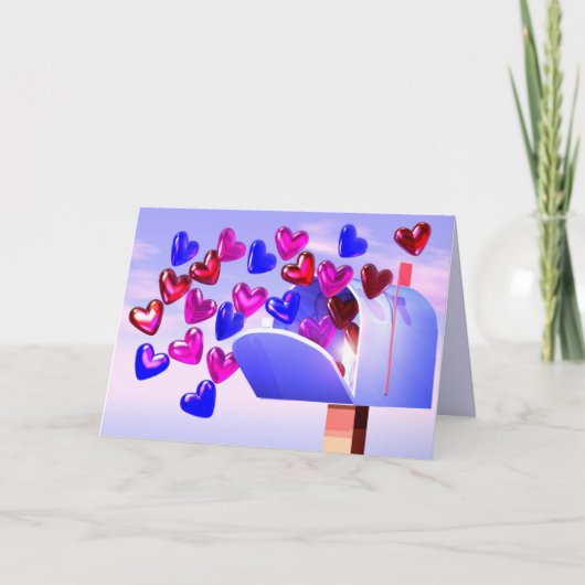 Valentine Hearts Mailbox Feiertagskarte (Vorderseite)