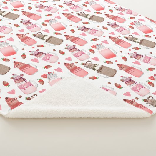 Valentine Hearts Milkshakes Candy Pattern Sherpadecke (3/4)