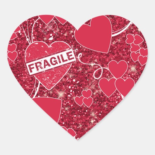 Valentine Hearts Muster Fragile Glitzer ID300 Herz-Aufkleber (Vorderseite)