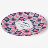 Valentine Hearts Muster Pappteller (Schrägansicht)