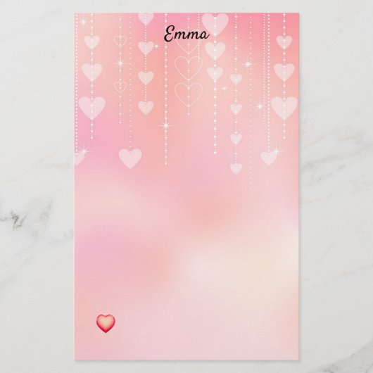 Valentine Hearts on a String Stationery Briefpapier (Vorderseite)