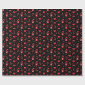 Valentine Hearts on Black Geschenkpapier (Flach)