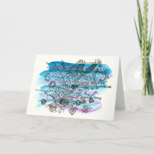 Valentine Hearts on Blue und Lila Feiertagskarte