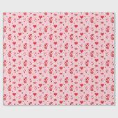 Valentine Hearts on Pink Geschenkpapier (Flach)