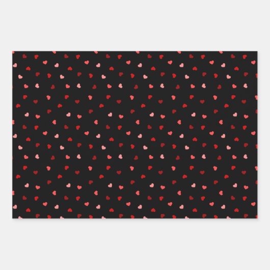Valentine Hearts on Pink, White und Black Geschenkpapier Set (Vorderseite 3)