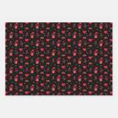 Valentine Hearts on Pink, White und Black Geschenkpapier Set (Vorderseite 3)