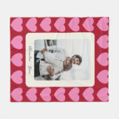 Valentine Hearts | Personalisiertes rosa und rotes Fleecedecke (Vorderseite (Horizontal))