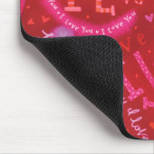 Valentine Hearts Pink Red I Liebe You Typografie Mousepad (Ecke)