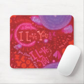Valentine Hearts Pink Red I Liebe You Typografie Mousepad (Mit Mouse)