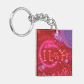 Valentine Hearts Pink Red I Liebe You Typografie Schlüsselanhänger (Vorderseite links)
