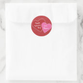 Valentine Hearts Pink & Red Modernes Niedliches Pa Runder Aufkleber (Tasche)