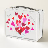 Valentine Hearts Pink Rote Typorie Personalisiert Metall Brotdose (Rückseite)