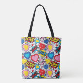 Valentine Hearts Pop Art Tasche (Rückseite)