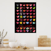 Valentine Hearts Poster in Schwarz (Küche)