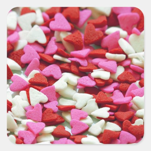 Valentine Hearts Quadratischer Aufkleber (Vorderseite)