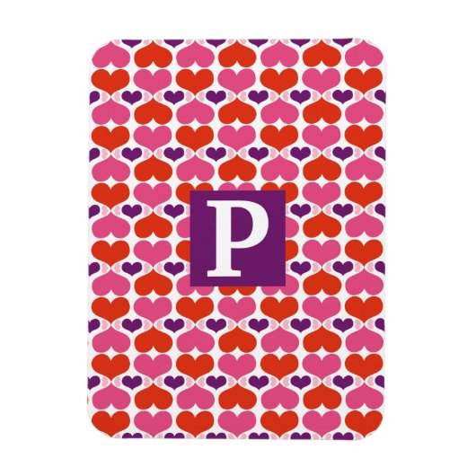 Valentine Hearts Quilt Monogram Magnet (Vertikal)