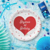 Valentine Hearts Red Pink & Gold Party Pappteller (Party)