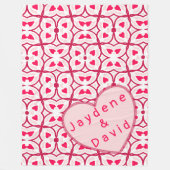 Valentine Hearts Red & Pink Nachricht Fleecedecke (Vorderseite)