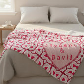 Valentine Hearts Red & Pink Nachricht Fleecedecke