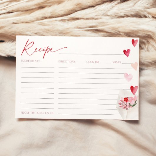 Valentine Hearts Rezept Card für Brautparty Einladung