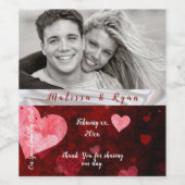 Valentine Hearts Silver Ribbon Weinetikett (Einzelnes Label)