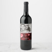 Valentine Hearts Silver Ribbon Weinetikett (Vorderseite)