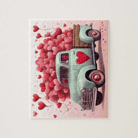 Valentine Hearts Special Delivery Truck Puzzle (Vertikal)